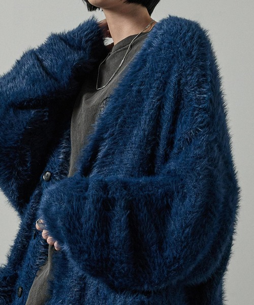 MONO-MART（モノマート）の「【Alfred Alex】オーバーサイズシャギーニットカーディガン（カーディガン/ボレロ・メンズ・ブラック/レッド/モカ/ブルー/チャコール/ワイン/ダークブルー/ブルーグレー・M/L）」の6枚目の写真