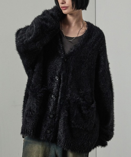 セール】【Alfred Alex】オーバーサイズシャギーニットカーディガン