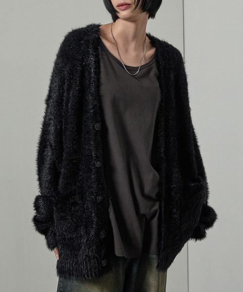 セール】【Alfred Alex】オーバーサイズシャギーニットカーディガン