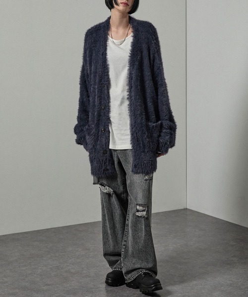 MONO-MART（モノマート）の「【Alfred Alex】オーバーサイズシャギーニットカーディガン（カーディガン/ボレロ・メンズ・ブラック/レッド/モカ/ブルー/チャコール/ワイン/ダークブルー/ブルーグレー・M/L）」の19枚目の写真