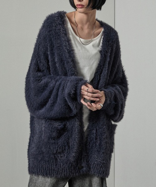 23AW フレームワーク　シャギーニットカーディガン アルパカウール混　紺色 セール】 アルパカシャギー ニット カーディガン （ニット