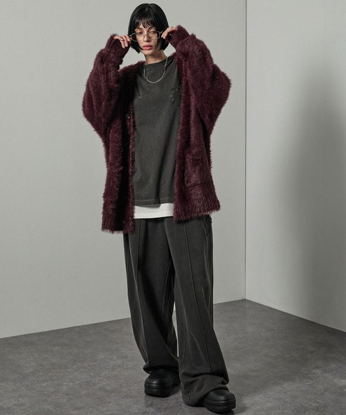 セール】【Alfred Alex】オーバーサイズシャギーニットカーディガン