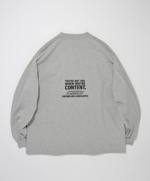 SUPERTHANKS（スーパーサンクス）の「グラフィック刺繍＆バックプリント  ロングTシャツ（ユニセックス）"You're not you when you're content." L/S T-shirt（Tシャツ/カットソー・メンズ・ホワイト/ブラック/ライトカーキ/アッシュグレー・L/S/M）」の15枚目の写真