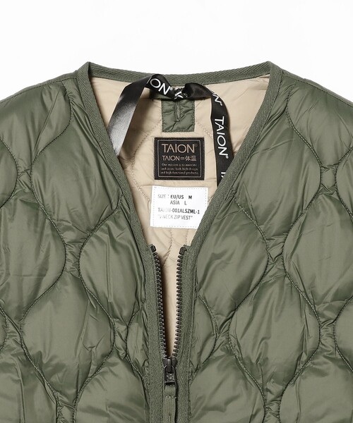 TAION（タイオン）の「TAION / ミリタリー Vネック ダウンベスト（ベスト・メンズ・ブラック/オリーブ・MEDIUM/LARGE）」の9枚目の写真