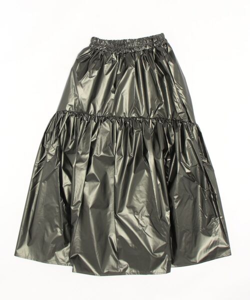 STYLEBLOCK（スタイルブロック）の「レザーライクプリントギャザーフレアスカート（スカート・レディース・グレイッシュベージュ/ブラック/カーキ・M）」の3枚目の写真
