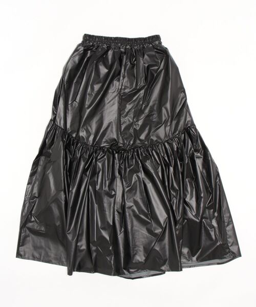 STYLEBLOCK（スタイルブロック）の「レザーライクプリントギャザーフレアスカート（スカート・レディース・グレイッシュベージュ/ブラック/カーキ・M）」の4枚目の写真