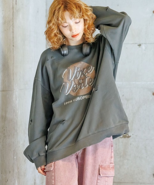 PBLIM（ページボーイリム）の「PBLIM/ビンテージラッシュスウェット（スウェット・レディース・パープル/グレー・LARGE/MEDIUM）」の3枚目の写真