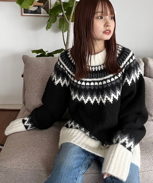 LOWRYS FARM(ローリーズファーム)の「ノルディックニットプルオーバーLS 970698(ニット/セーター・レディース・ブルー/ブラック・FREE)」の16枚目の写真