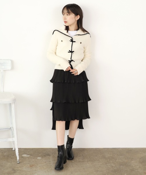 Chick（チック）の「▲セーラーカラーリボンニットトップス（ニット/セーター・レディース・ピンク/ホワイト・FREE）」の18枚目の写真