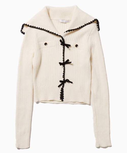 Chick（チック）の「▲セーラーカラーリボンニットトップス（ニット/セーター・レディース・ピンク/ホワイト・FREE）」の16枚目の写真