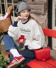 BONLECILL | 裏起毛オーバーサイズフレンチロゴ刺繍スウェットプルオーバー(スウェット)