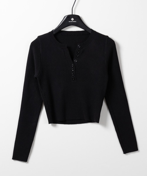 me+em select(ミームセレクト)の「【 3color 】キーネックボタンデザインクロップドリブニット(ニット/セーター・レディース・アイボリー/ブラック/ベージュ・FREE)」の19枚目の写真