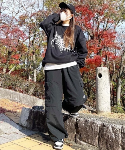 DEVICE（デバイス）の「オーバーサイズ アソート モチーフ クルーネック 裏起毛 スウェット トレーナー（スウェット・レディース・ミックスグレー/ダークブラック/レディッシュグレー・FREE）」の8枚目の写真