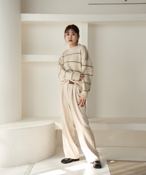 Amiur（エミレ）の「stripe line soft color knit / ストライプライン