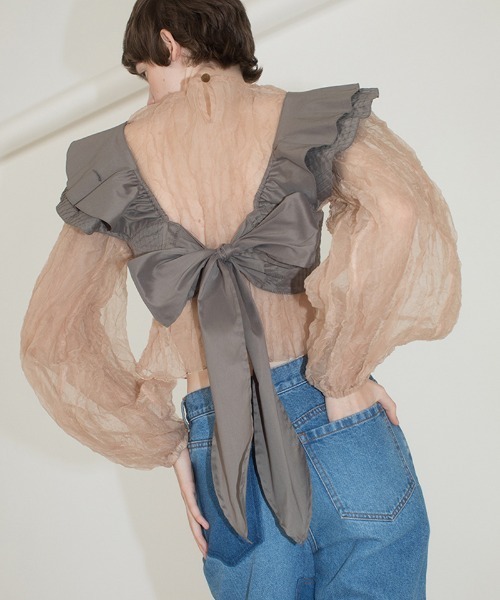 トップス leinwande Recycle Organdy Pleats Top セール】Recycle Organdy Pleats Top（Tシャツ/カットソー