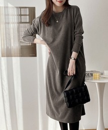 nissen | ニットソー　サイドスリットロング丈ワンピース(ワンピース)