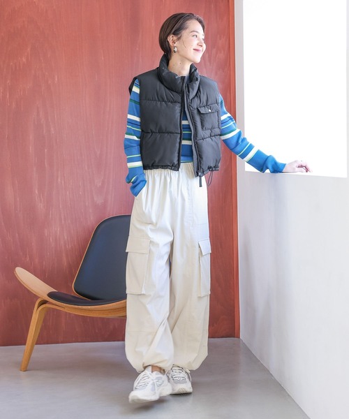 LEPSIM（レプシィム）の「ショート中綿ベスト　987533（ベスト・レディース・アイボリー/ブラック・FREE）」の11枚目の写真