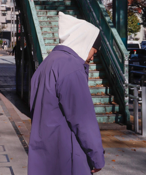 WISM（ウィズム）の「【cassette / カセット】COAT（ステンカラーコート・メンズ・ベージュ/パープル・MEDIUM/X-LARGE）」の4枚目の写真