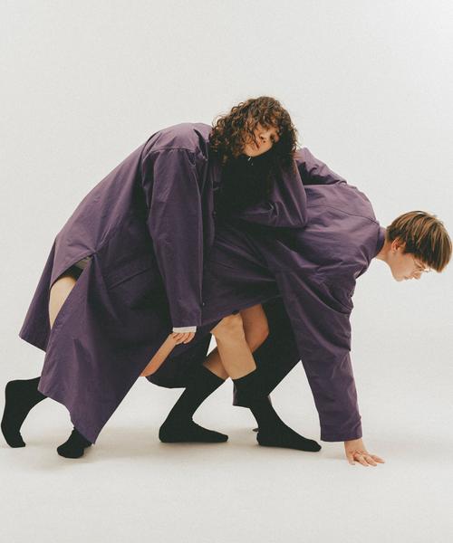 WISM（ウィズム）の「【cassette / カセット】COAT（ステンカラーコート・メンズ・ベージュ/パープル・MEDIUM/X-LARGE）」の7枚目の写真