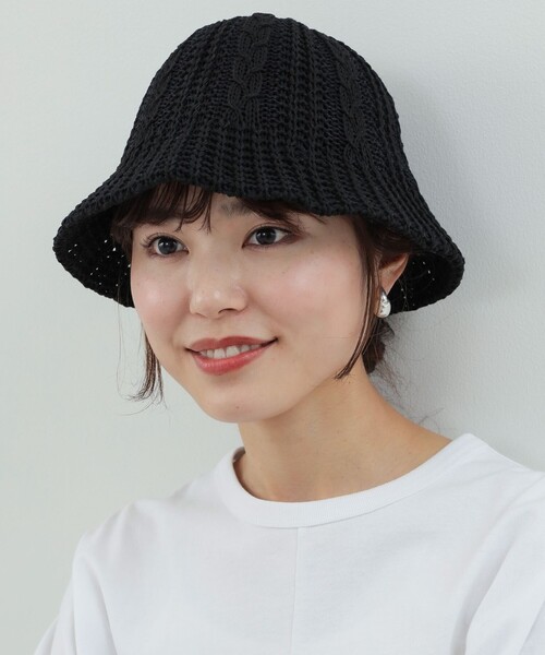 Ray BEAMS（レイビームス）の「88 / RECYCLED POLYESTER CABLE BELL HAT（ハット・レディース・ホワイト/ブラック/ブラウン・ONE SIZE）」の5枚目の写真