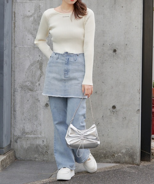 Chico（チコ）の「【2024SS】プレート付バックリボンリブニット（ニット/セーター・レディース・グレー/アイボリー/ブラック/ライトベージュ・FREE）」の19枚目の写真