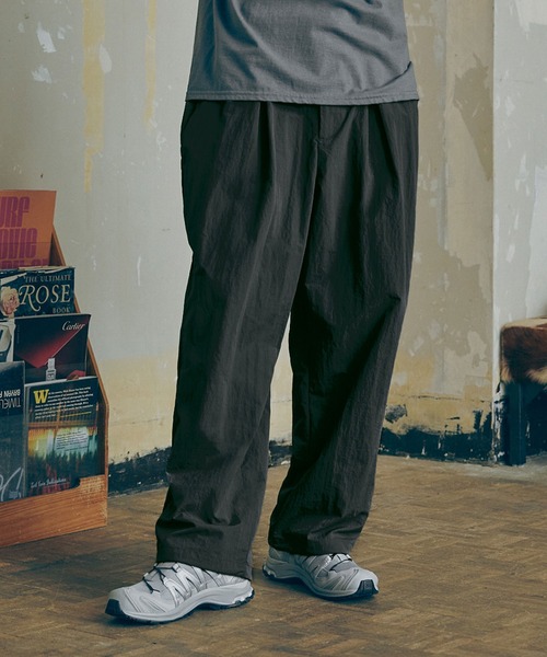 ナイロン ボックスタック ワイド グルカパンツ ドローコード付き
