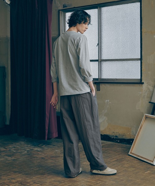 Bleme（ブレム）の「ナイロン ボックスタック ワイド グルカパンツ ドローコード付き（その他パンツ・メンズ・ブラック/カーキ/チャコールグレー・L/M/S/XL）」の16枚目の写真