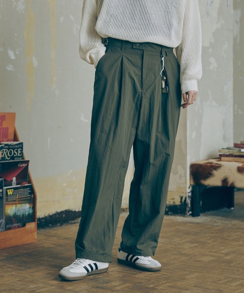 Bleme（ブレム）の「ナイロン ボックスタック ワイド グルカパンツ ドローコード付き（その他パンツ・メンズ・ブラック/カーキ/チャコールグレー・L/M/S/XL）」の18枚目の写真