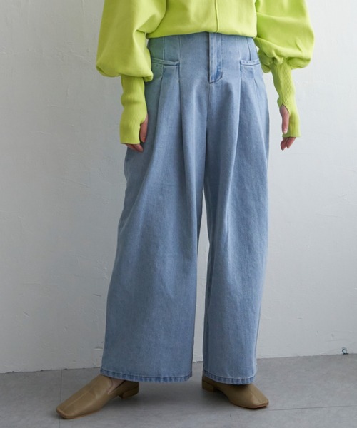 notch.（ノッチ）の「タックデニムパンツ（デニムパンツ・レディース・ブルー系その他/ブルー/ブラック・M）」の3枚目の写真