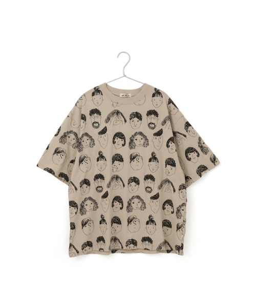 MAKE YOUR DAY(メイクユアデイ)の「いろんな顔総柄半袖Tシャツ■パパサイズ(Tシャツ/カットソー・メンズ・ベージュ/オフホワイト/チャコールグレー・M/L)」の11枚目の写真