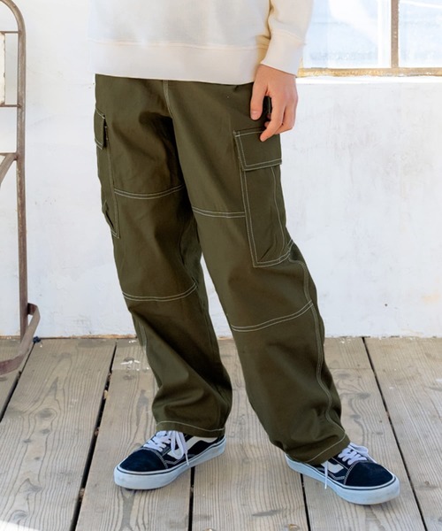 GLAZOS（グラソス）の「TCツイル・ダブルニーカーゴパンツ（その他パンツ・キッズ・カーキ/ブラック・140cm/150cm/160cm/170cm）」の2枚目の写真