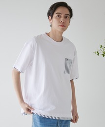 Arnold Palmer | 布帛 レイヤード ポケット付き Tシャツ(Tシャツ/カットソー)