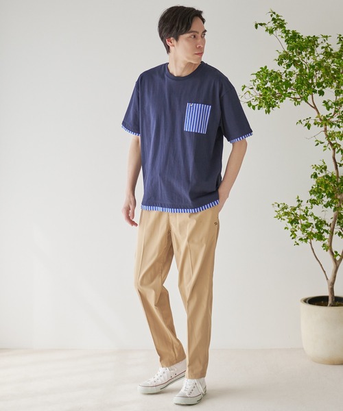 Arnold Palmer（アーノルドパーマー）の「布帛 レイヤード ポケット付き Tシャツ（Tシャツ/カットソー・メンズ・キャメル/ホワイト/ネイビー・LL/L/M）」の16枚目の写真