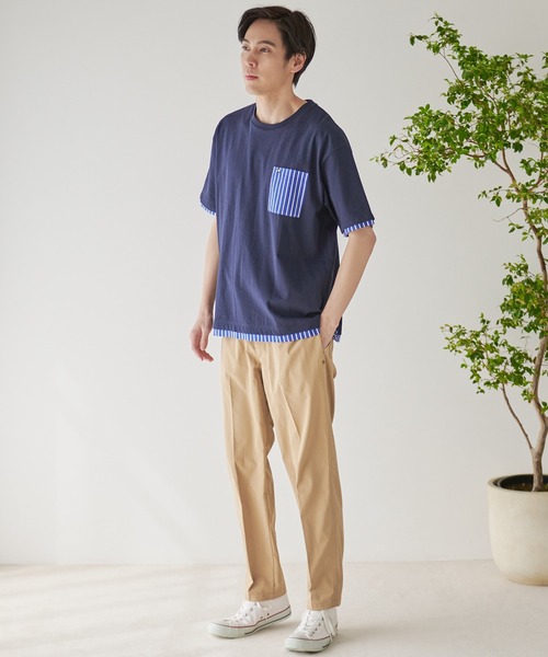 Arnold Palmer（アーノルドパーマー）の「布帛 レイヤード ポケット付き Tシャツ（Tシャツ/カットソー・メンズ・キャメル/ホワイト/ネイビー・LL/L/M）」の17枚目の写真