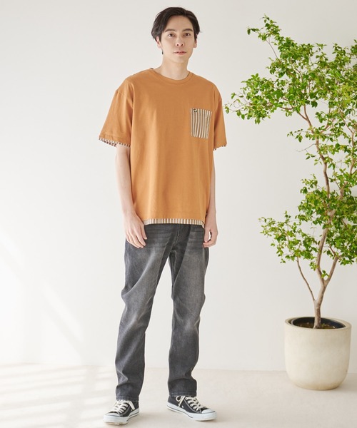 Arnold Palmer（アーノルドパーマー）の「布帛 レイヤード ポケット付き Tシャツ（Tシャツ/カットソー・メンズ・キャメル/ホワイト/ネイビー・LL/L/M）」の19枚目の写真