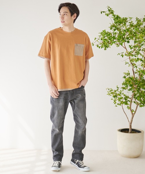 Arnold Palmer（アーノルドパーマー）の「布帛 レイヤード ポケット付き Tシャツ（Tシャツ/カットソー・メンズ・キャメル/ホワイト/ネイビー・LL/L/M）」の20枚目の写真