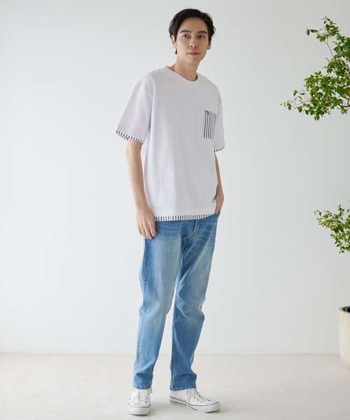 Arnold Palmer（アーノルドパーマー）の「布帛 レイヤード ポケット付き Tシャツ（Tシャツ/カットソー・メンズ・キャメル/ホワイト/ネイビー・LL/L/M）」の12枚目の写真