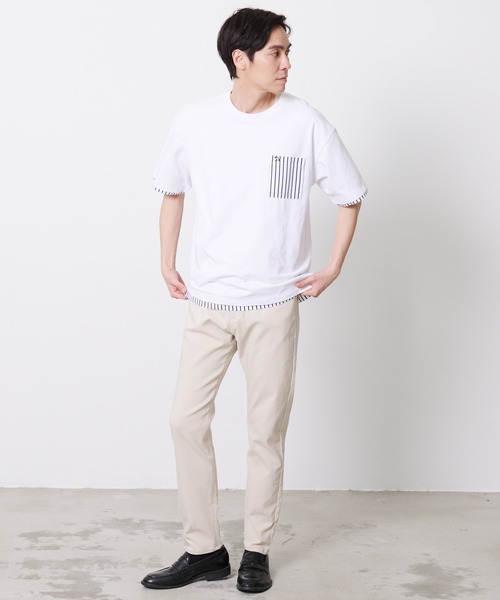 Arnold Palmer（アーノルドパーマー）の「布帛 レイヤード ポケット付き Tシャツ（Tシャツ/カットソー・メンズ・キャメル/ホワイト/ネイビー・LL/L/M）」の13枚目の写真