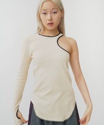 THINGS THAT MATTER | ONE SHOULDER TERECO RIB TOPS / ワンショルダーテレコリブトップス(Tシャツ/カットソー)