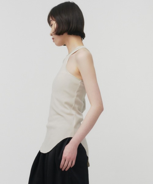 THINGS THAT MATTER（シングス ザット マター）の「ONE SHOULDER TERECO RIB TOPS / ワンショルダーテレコリブトップス（Tシャツ/カットソー・レディース・ブラック/ライトグレー/ベージュ・FREE）」の8枚目の写真