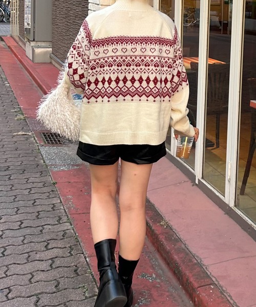 RiLi(リリ)の「ノルディックジップアップニット【RL】(ニット/セーター・レディース・ネイビー系2/ネイビー系1/レッド・FREE)」の13枚目の写真
