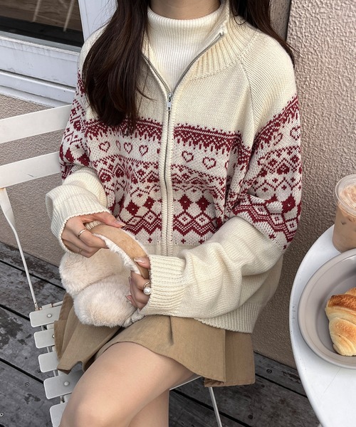 RiLi(リリ)の「ノルディックジップアップニット【RL】(ニット RiLi(リリ)の「ノルディックジップアップニット【RL】(ニット