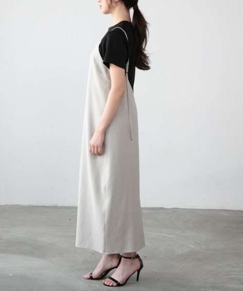 M.deux(エムドゥ)の「《backカーブキャミワンピース》(ワンピース・レディース・チャコールグレー/ベージュ・MEDIUM)」の7枚目の写真