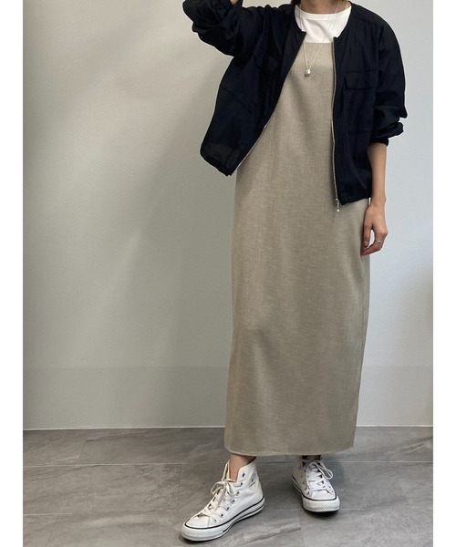 M.deux(エムドゥ)の「《backカーブキャミワンピース》(ワンピース・レディース・チャコールグレー/ベージュ・MEDIUM)」の17枚目の写真