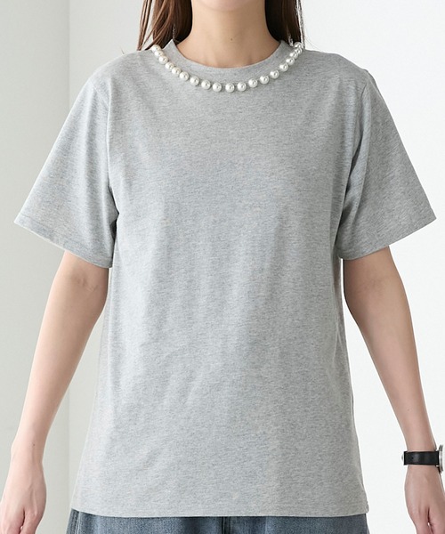 BONLECILL(ボンルシール)の「衿パールTシャツ(Tシャツ/カットソー・レディース・オフホワイト/グレー/ブラック・FREE)」の20枚目の写真