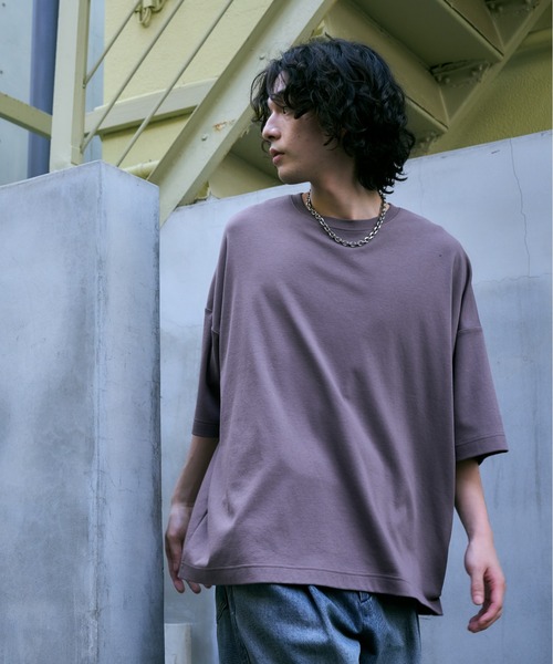 HARE(ハレ)の「【汗シミ軽減】シルキースムースBIGカットソー(HARE)(Tシャツ/カットソー・メンズ・パープル/グレー/ブラック/ホワイト・SMALL/MEDIUM)」の4枚目の写真