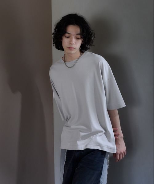 HARE(ハレ)の「【汗シミ軽減】シルキースムースBIGカットソー(HARE)(Tシャツ/カットソー・メンズ・パープル/グレー/ブラック/ホワイト・SMALL/MEDIUM)」の1枚目の写真