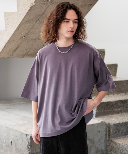 HARE(ハレ)の「【汗シミ軽減】シルキースムースBIGカットソー(HARE)(Tシャツ/カットソー・メンズ・パープル/グレー/ブラック/ホワイト・SMALL/MEDIUM)」の7枚目の写真