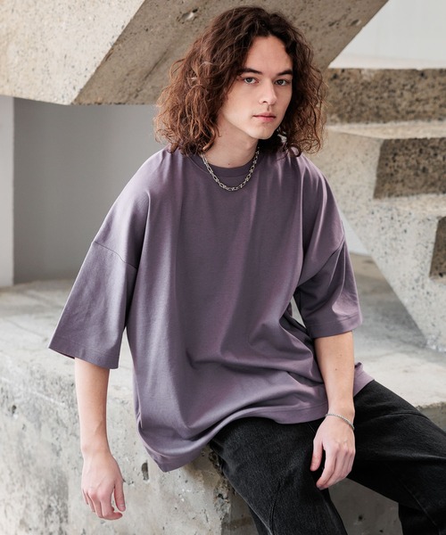 HARE(ハレ)の「【汗シミ軽減】シルキースムースBIGカットソー(HARE)(Tシャツ/カットソー・メンズ・パープル/グレー/ブラック/ホワイト・SMALL/MEDIUM)」の21枚目の写真