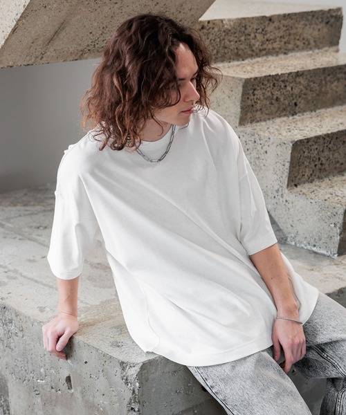 HARE(ハレ)の「【汗シミ軽減】シルキースムースBIGカットソー(HARE)(Tシャツ/カットソー・メンズ・パープル/グレー/ブラック/ホワイト・SMALL/MEDIUM)」の19枚目の写真